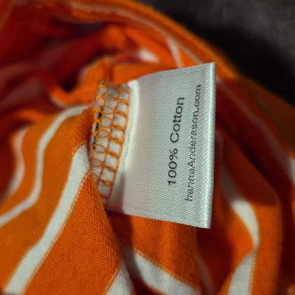Hanna Andersson 70 6-12 months orange and white striped romper VGUC - Picture 7 of 7